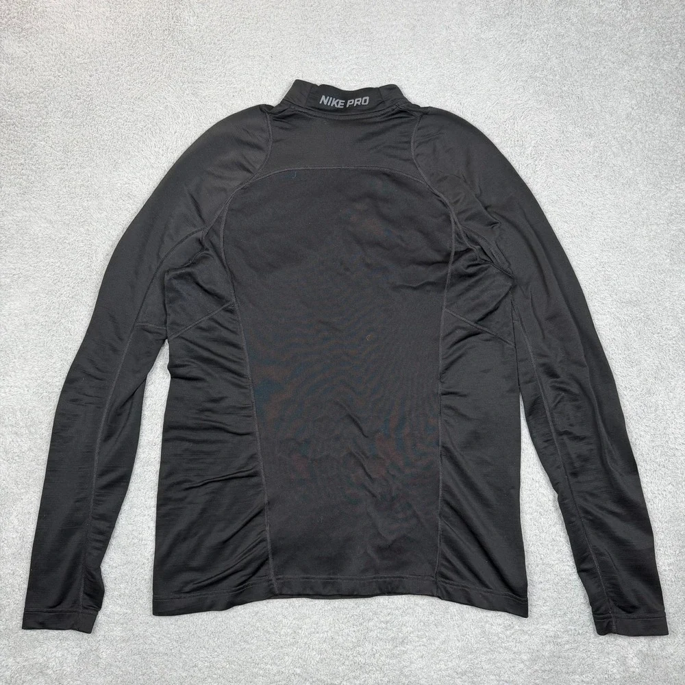 Nike Pro Hyperwarm Women Black‎ Quarter Zip Pullover Fitted Thumbhole Top Large